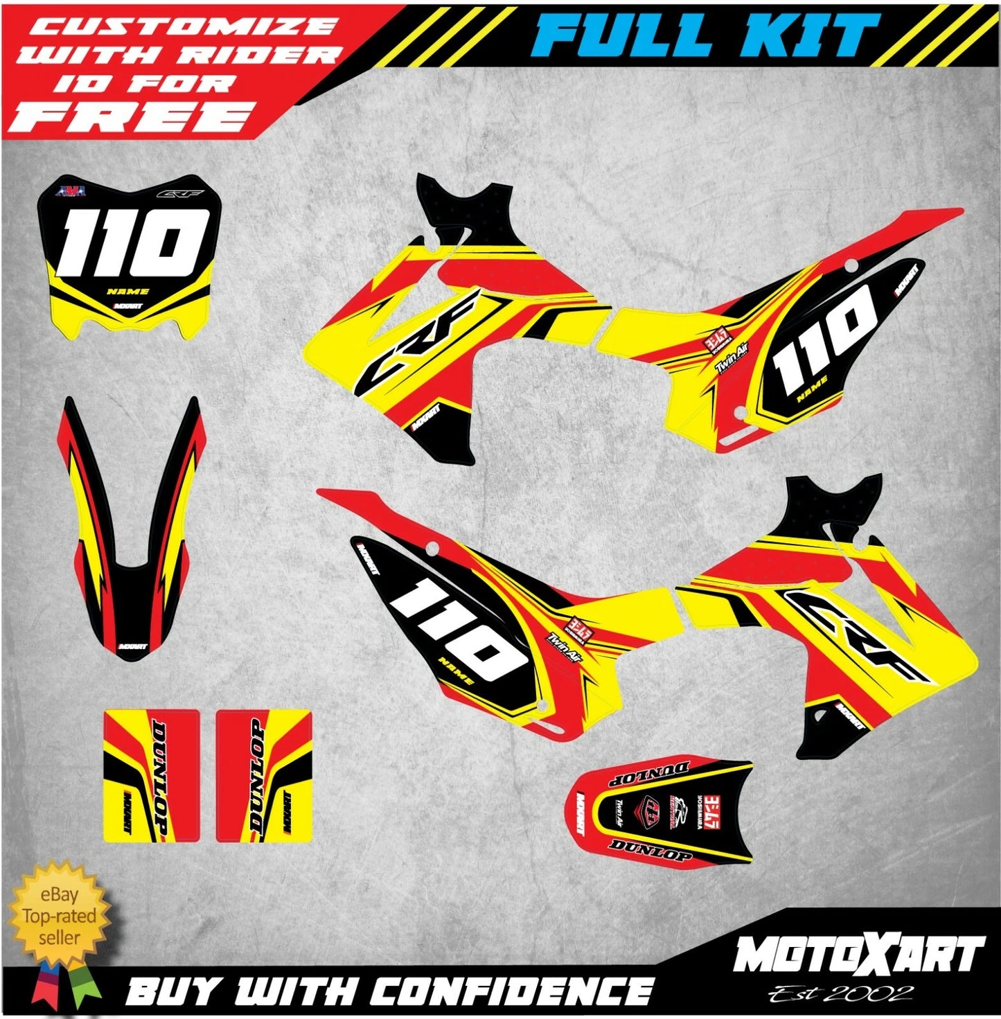 Custom Graphics Full Kit for Honda CRF 110 (2013-2018) FLOW Stickers