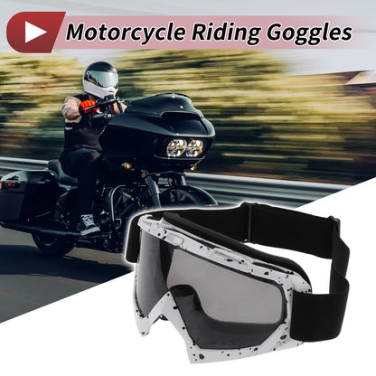 Set Motorcycle Riding Goggles Grey Lens White Black Frame PC Cycling Sunglasses