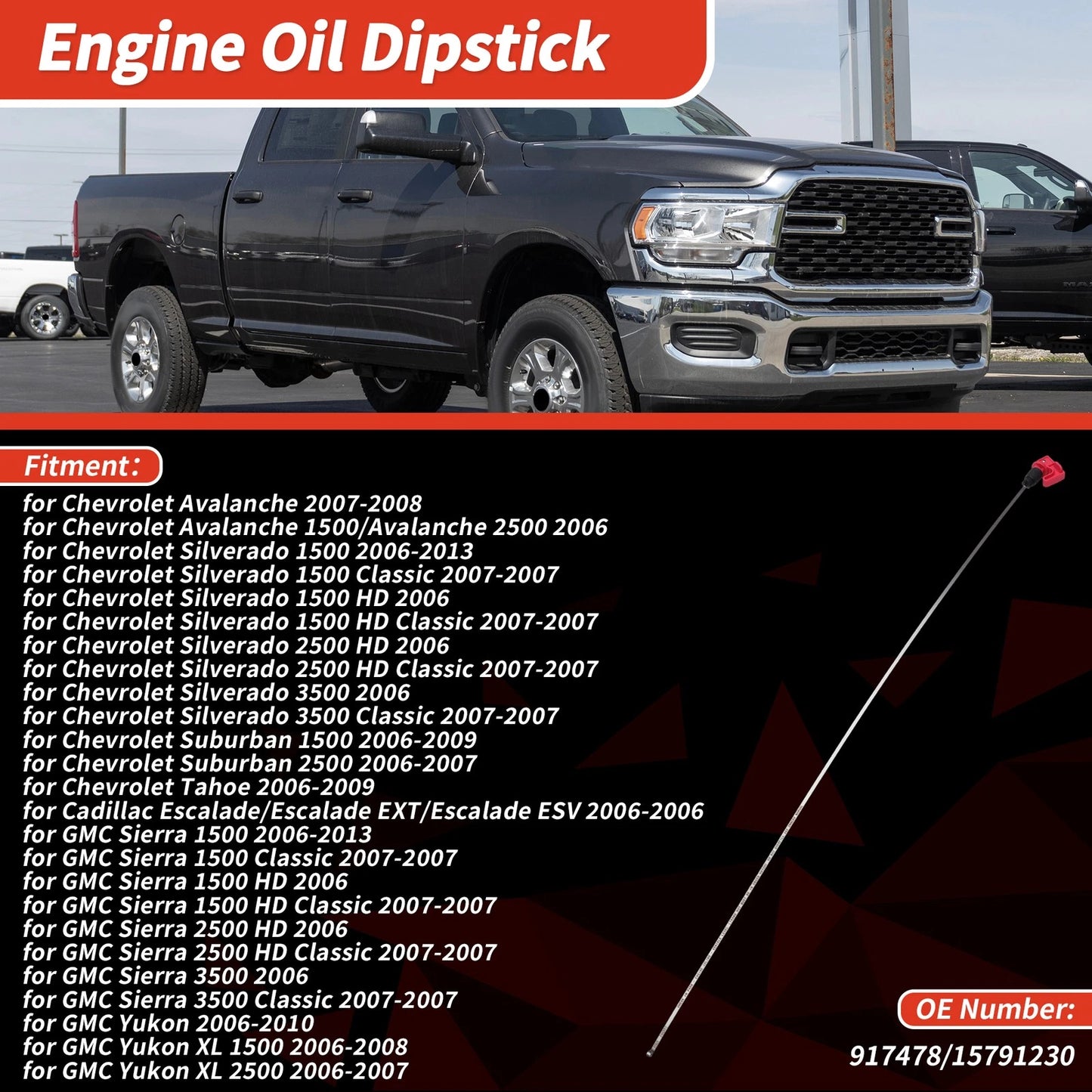 Oil Level Dip Stick Red for Chevrolet Avalanche (2007 - 2008)