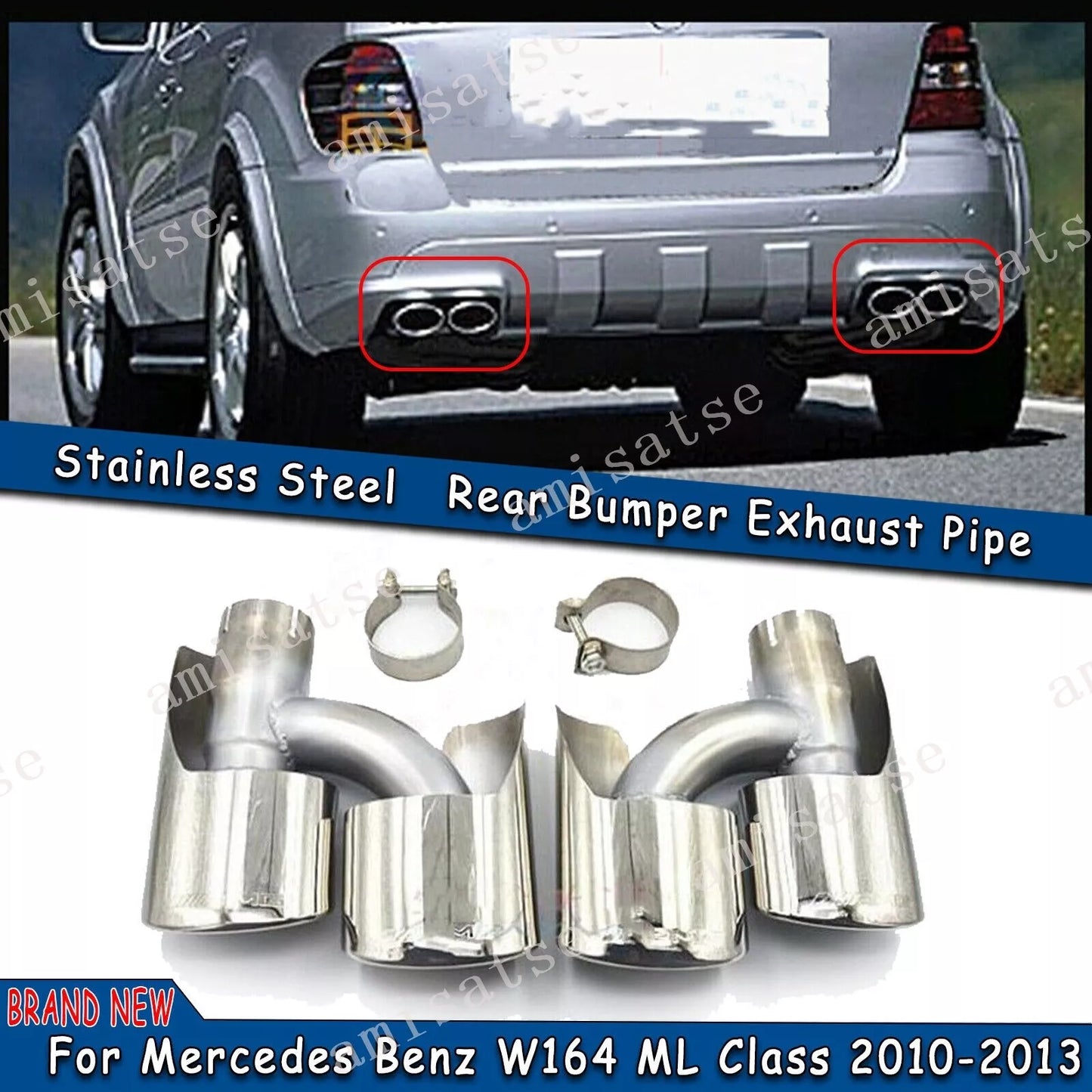 Muffler Exhaust Tip for Mercedes Benz W164 ML63 ML350 ML400 ML500 (2010-2013)
