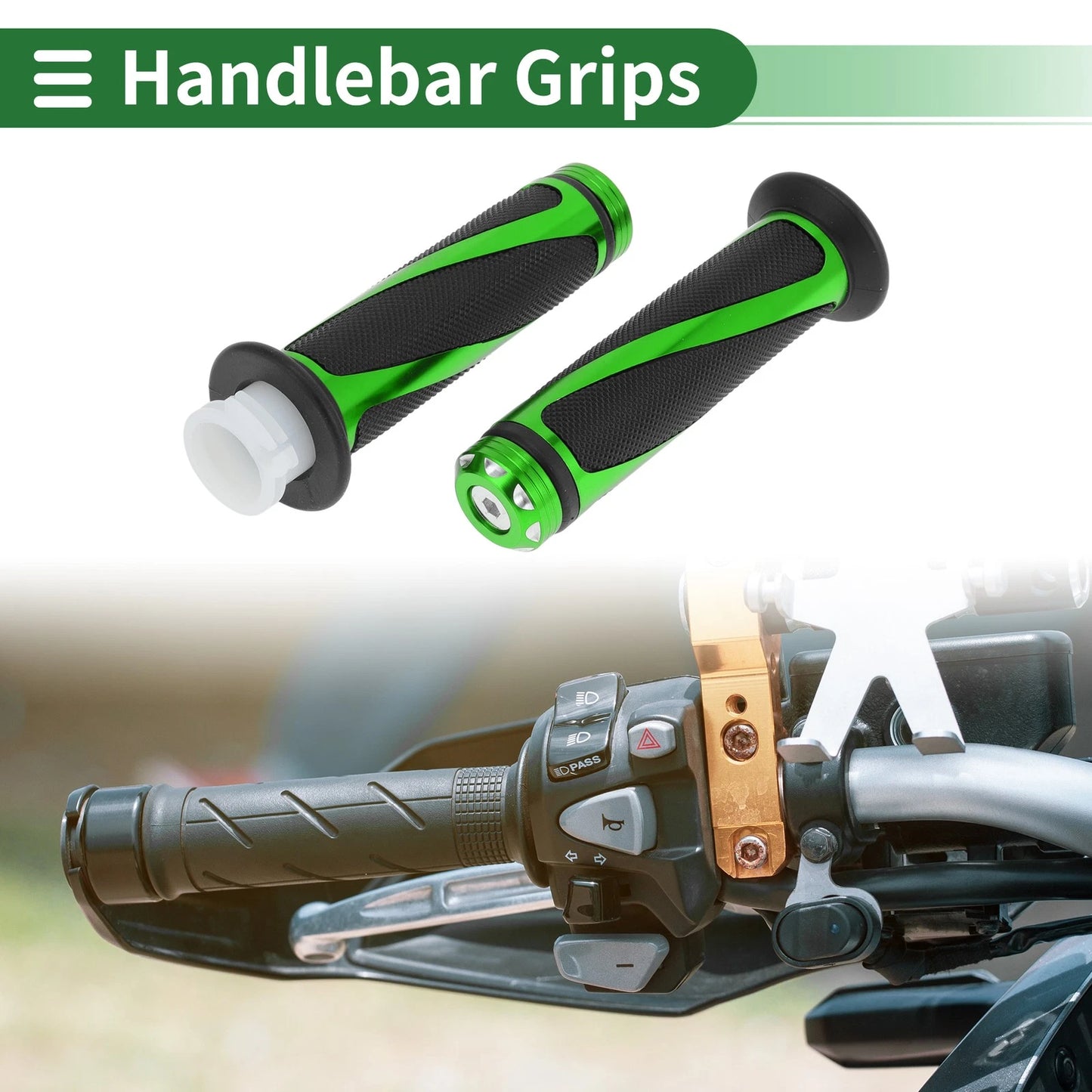 7/8" 22mm Hand Grips Cover Kit for Motorcycle Green