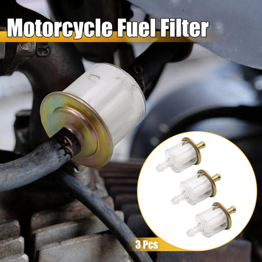 3 x Gasoline Petrol Inline Gas Fuel Filter for 8 mm Hose for Motorcycle