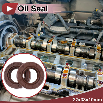 Oil Seal 2 x 22x38x10mm Brown Seal Ring Rotary Shaft Seal FKM Rubber