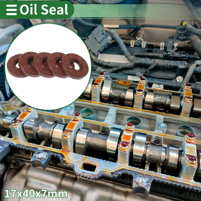 Oil Seal Seal Ring Rotary Shaft Seal FKM Rubber 17x40x7mm Brown 5 Pcs