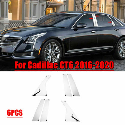 Chrome Steel Window Pillar Post Decor Cover Trim for Cadillac CT6 (2016–2020)