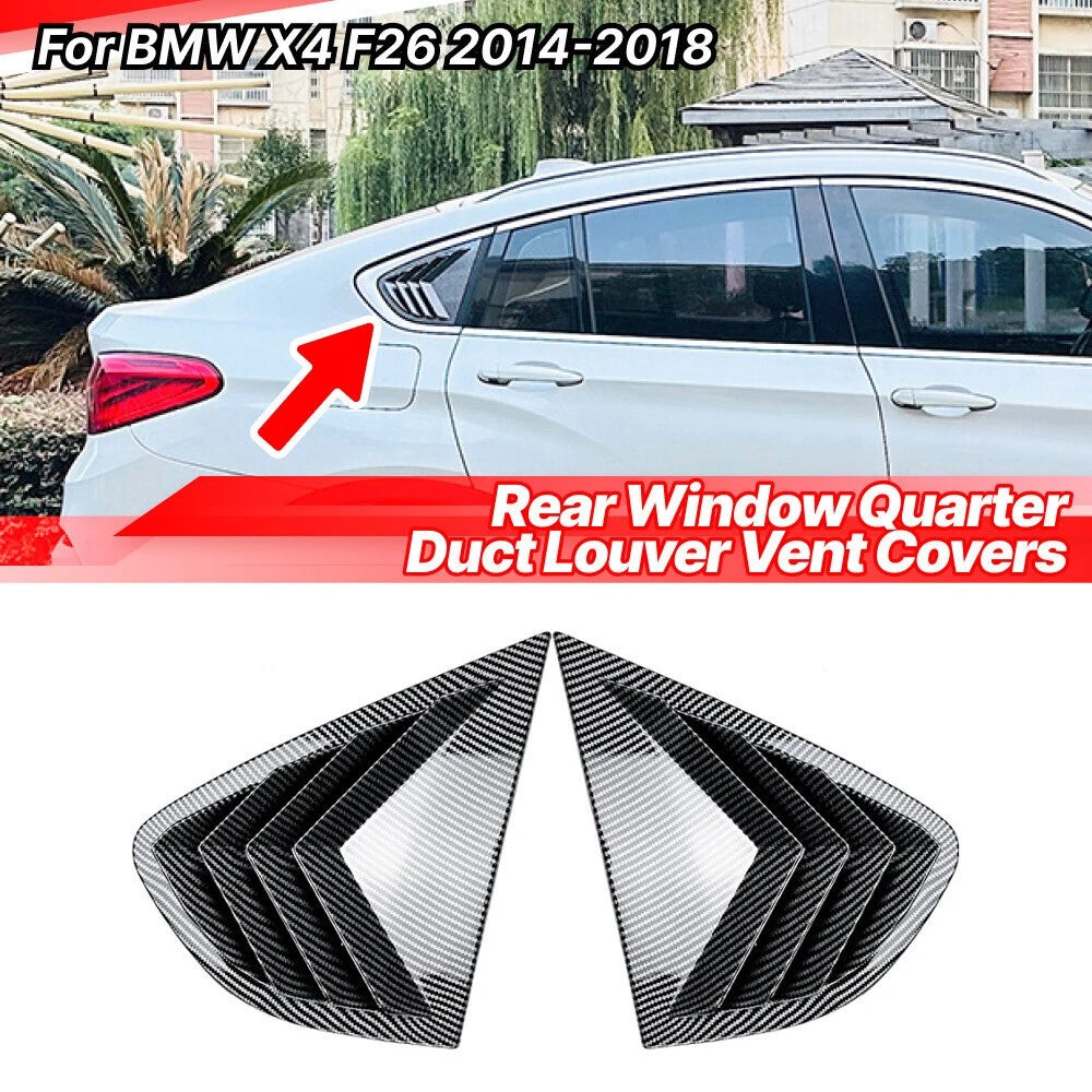 Carbon Style Quarter Window Louvers Shutter Cover Trim for BMW X4 (2014–2018)