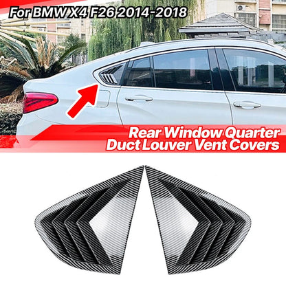 Carbon Style Quarter Window Louvers Shutter Cover Trim for BMW X4 (2014–2018)