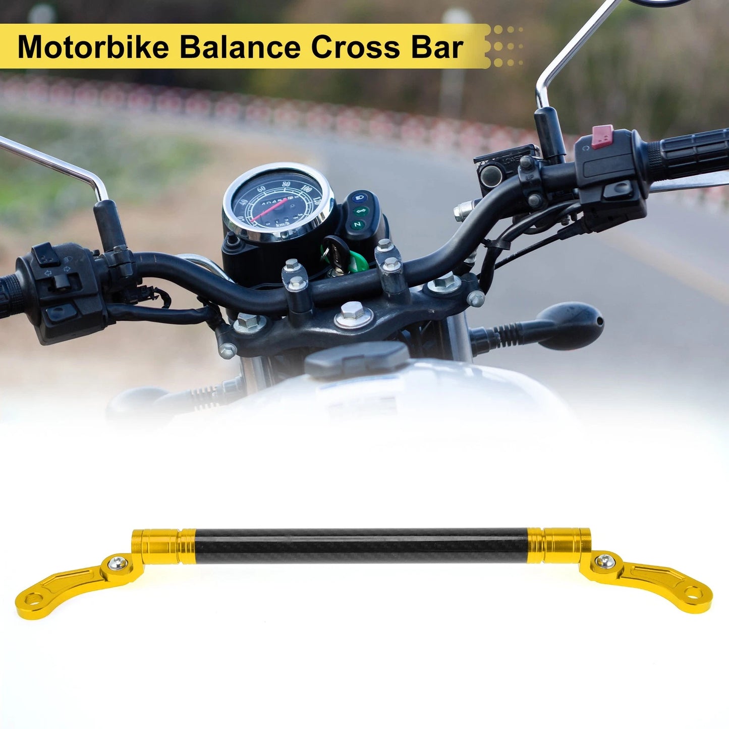 Balance Cross Bar Handlebars for Motorcycle Motorbike 0.39" 10mm Gold Tone
