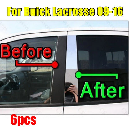 Chrome Pillar Trim Door Cover Mirrored Post 6pcs for Buick Lacrosse (2009–2016)