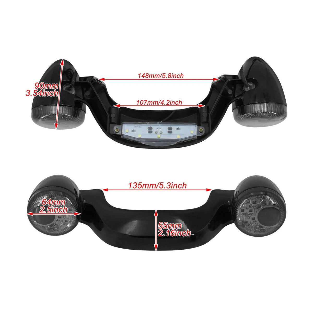 Gloss Black Rear Turn Signal Brake Light Bar for Harley Touring Glide (10-22)
