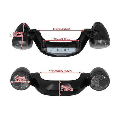Gloss Black Rear Turn Signal Brake Light Bar for Harley Touring Glide (10-22)