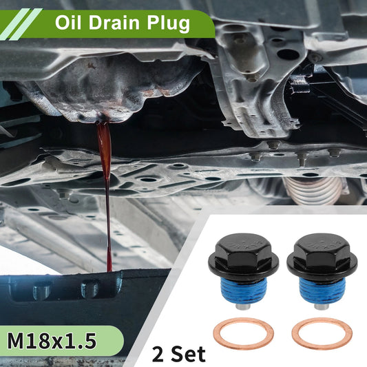 2 x Copper Oil Drain Plug M18x1.5 with Gasket for Car Motorcycle Black Blue