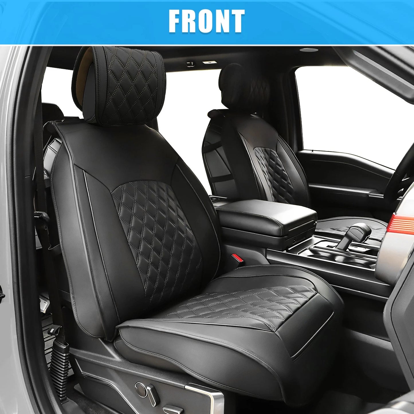 Front Seat Cover Cushion for Ford F150 F250 Black Seat Protectors 2 x Pcs