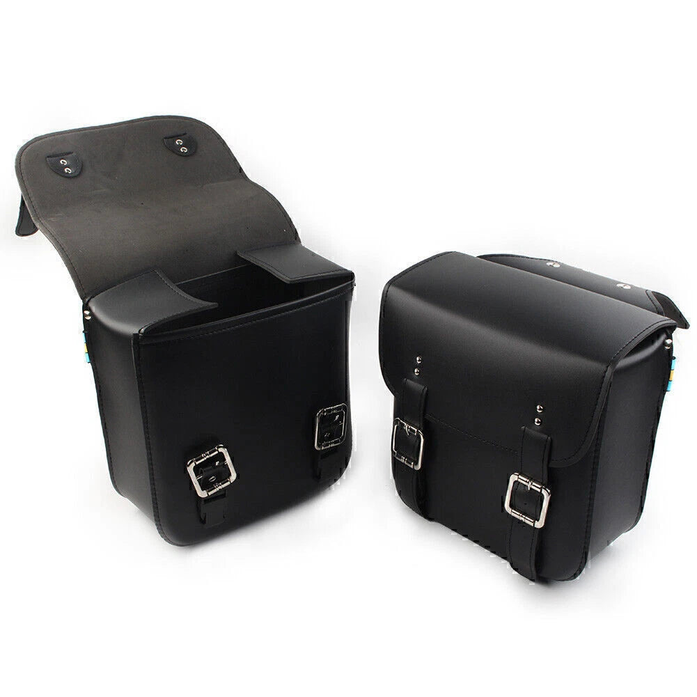 Black Motorcycle Leather Side Saddle Bags for Harley Sportster XL883/1200