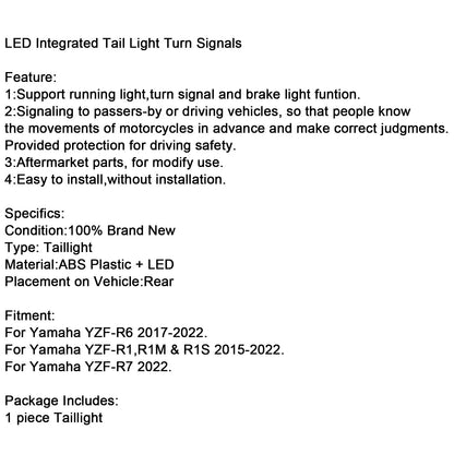 Tail Light with Integrated Turn Signal for Yamaha YZF R6 R1 R1S R7 (2015-2024)