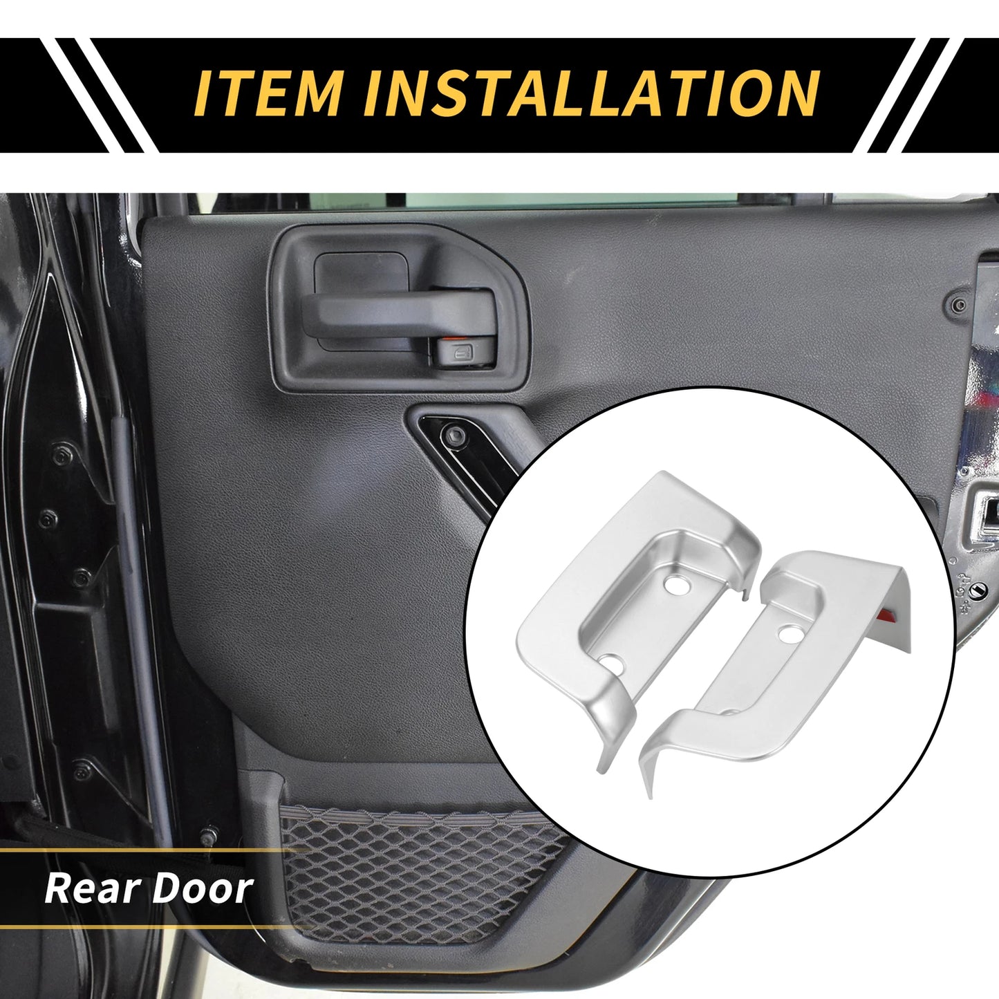 Rear Door Latch Lock Cover Trim for Jeep Wrangler JL JLU (2018-2024) Silver