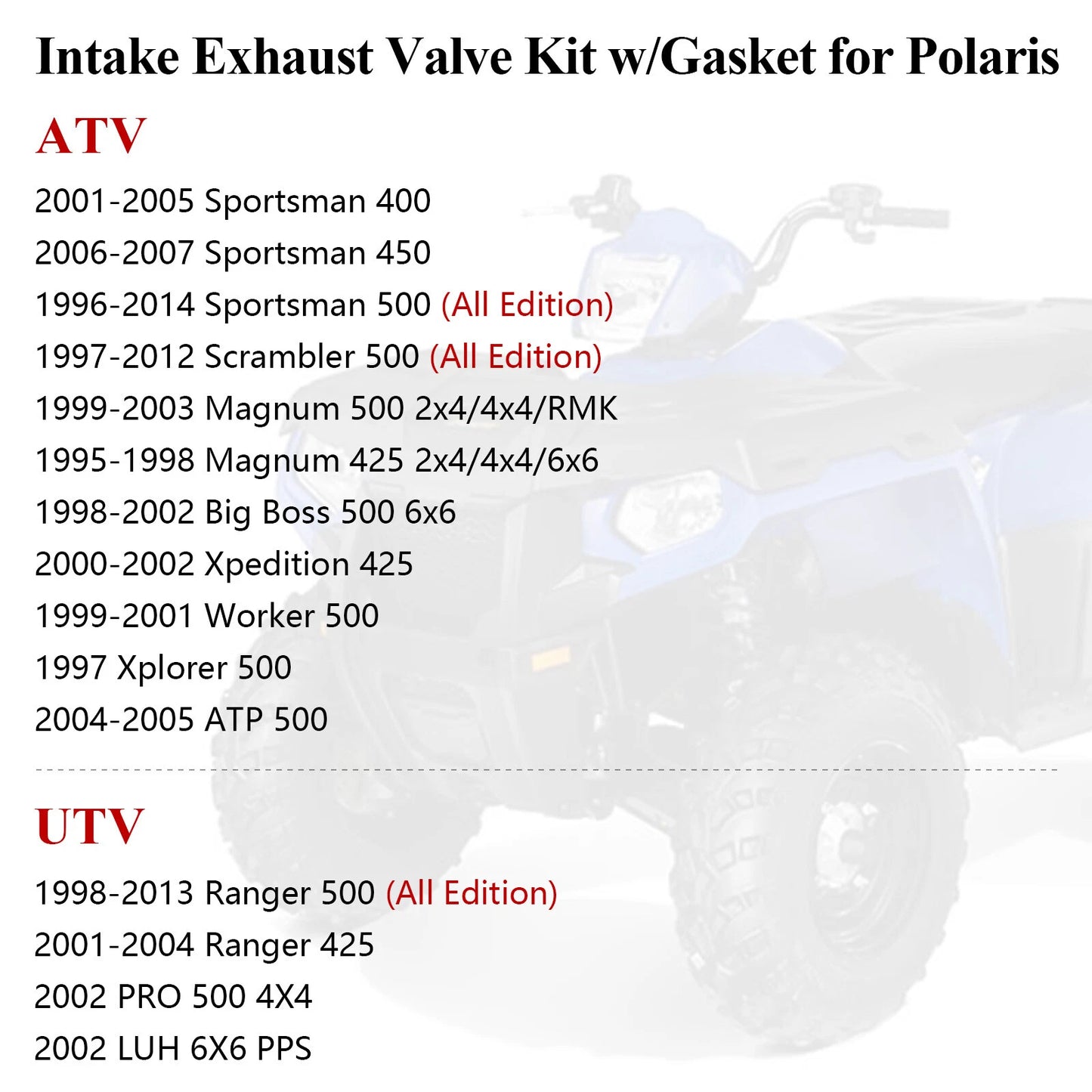 Exhaust Intake Valve Gasket Kit for Polaris Magnum 425/500 (1995-2003)