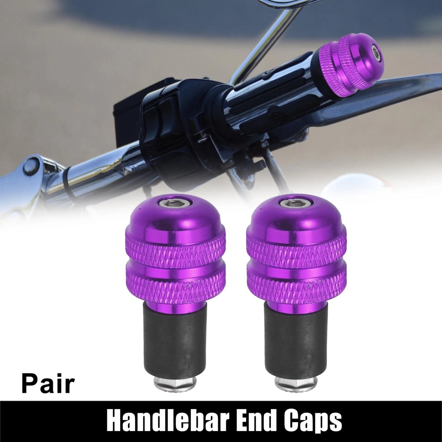 Pair 7/8" 22mm Purple Handlebar End Grips Bar Ends Plugs Cap End for Make Model