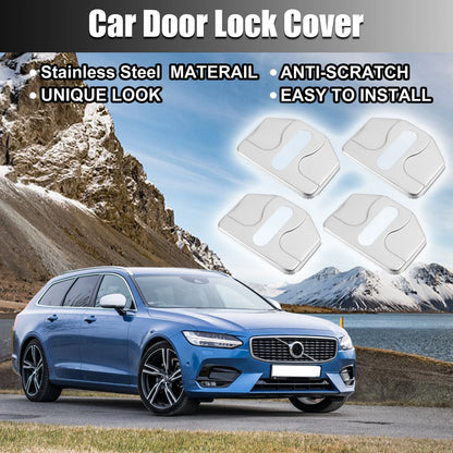 4 x Auto Door Lock Latch Covers for Volvo S90 (2017-2023) Silver Tone