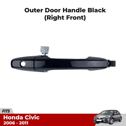 Outer Door Handle Black Front RH Fits Honda Civic FA FD FG 4D Sedan 2006-11 D06
