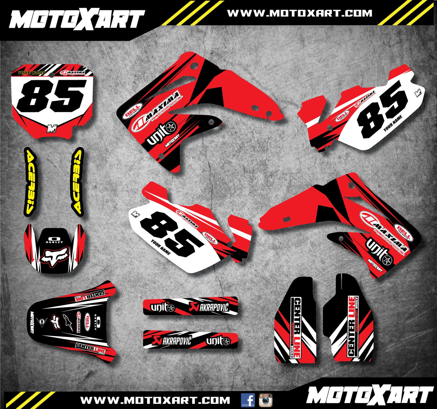 Custom Graphics Full Kit for Honda CR 85 2002-2014 DIGGER Style Stickers