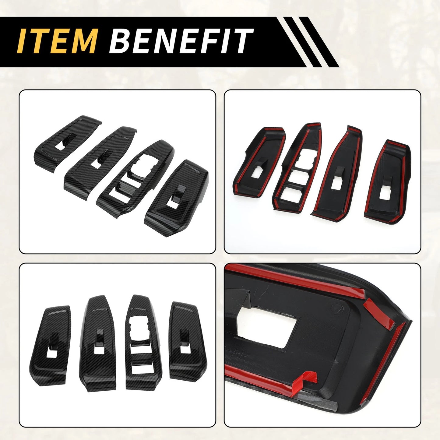 Carbon Fiber Front Door Window Switch Panel Set for Ford Ranger