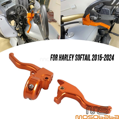 Short Brake Clutch Levers for Harley Softail Breakout Deluxe Low Rider ST (2015-2024)