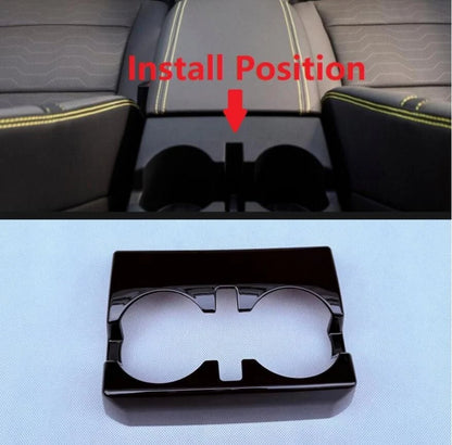 Black ABS Rear Water Cup Holder Frame Cover Trim for Chevrolet Colorado (2023-2025)