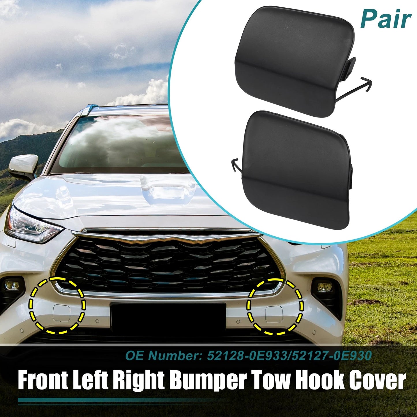 Front Bumper Tow Hook Covers  for Toyota Highlander (2001-2023)