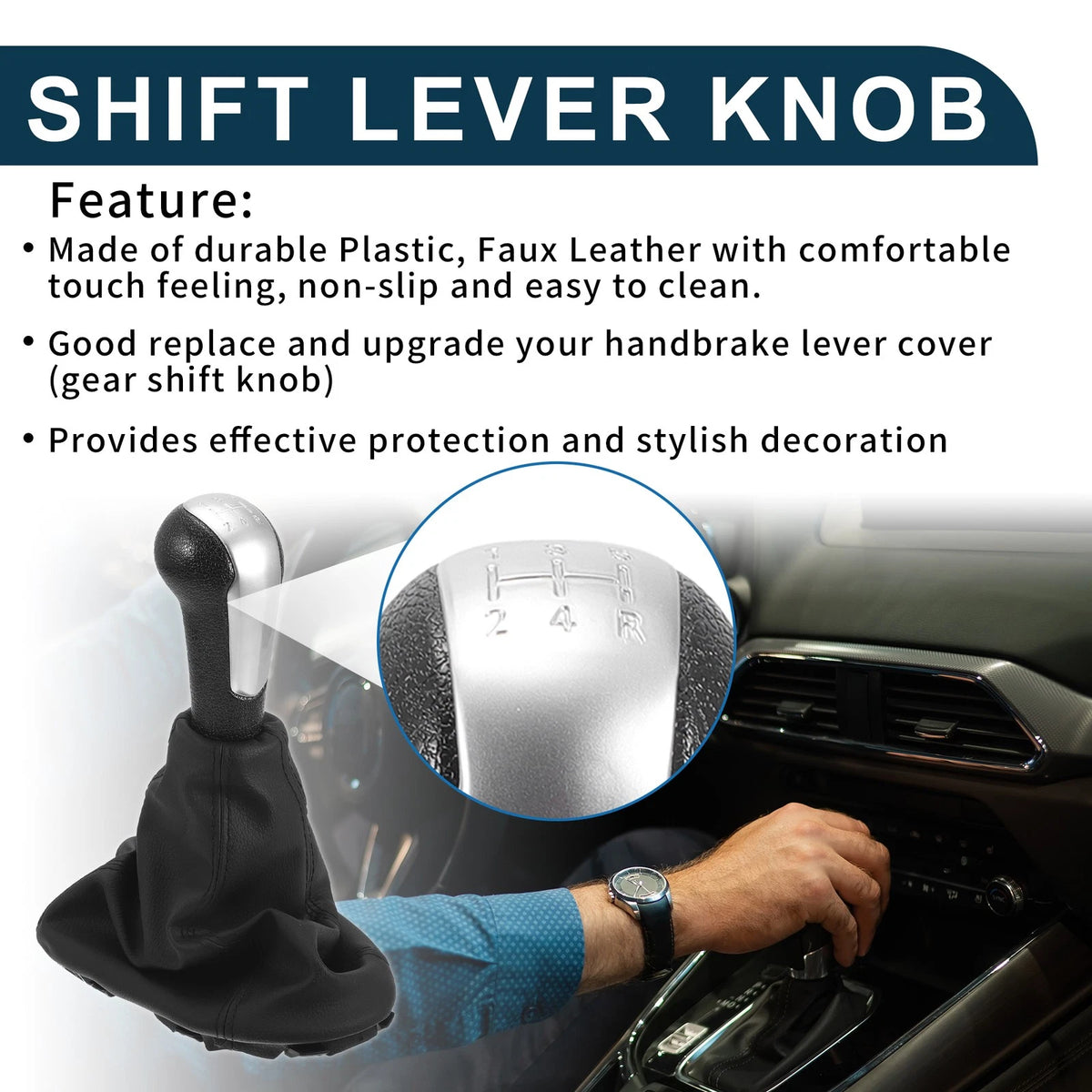 5-Speed Gear Shift Knob with Cover for Chevrolet Spark Plastic Faux Leather