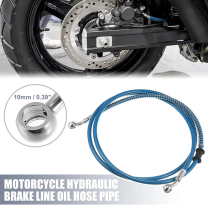66.93" 10mm Hydraulic Brake Line Oil Hose Pipe Stainless Steel Blue for Motorcycle