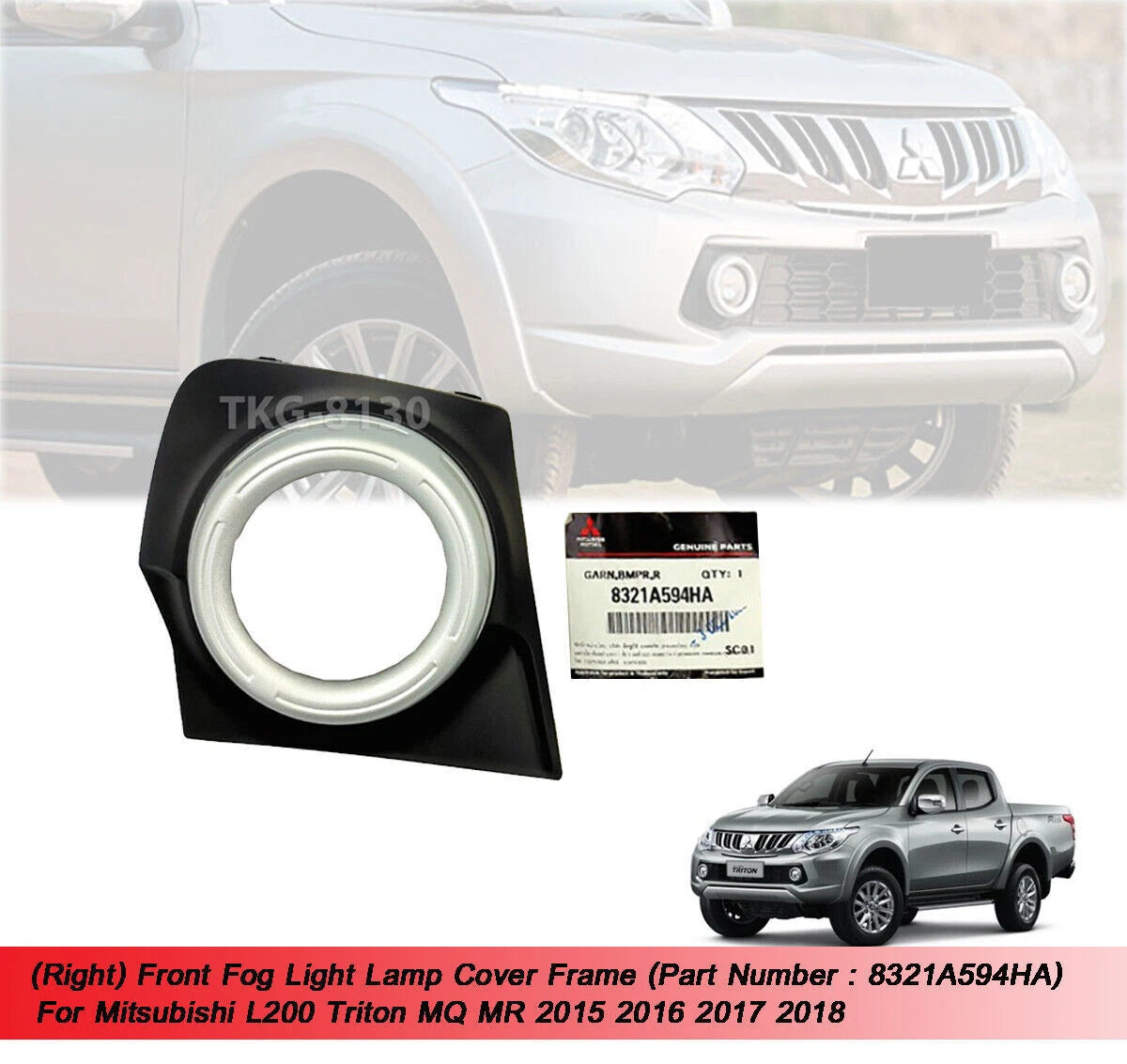 RH Fog Light Cover for Mitsubishi L200 Triton MQ MR (2015-2018)