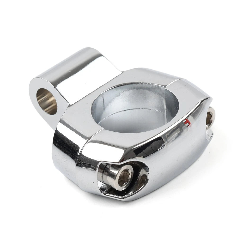 Chrome Handlebar Mirror Mounting Clamp for Harley Dyna, Fatboy (2006-2023)