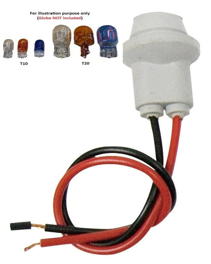 Wedge LED Globe Holder Rubber Connector Socket for Car 2 x (T10, W5W)