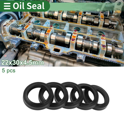 Oil Seal Rotary Shaft Seal 22x30x4.5mm NBR Black 5 Pcs for Make Model