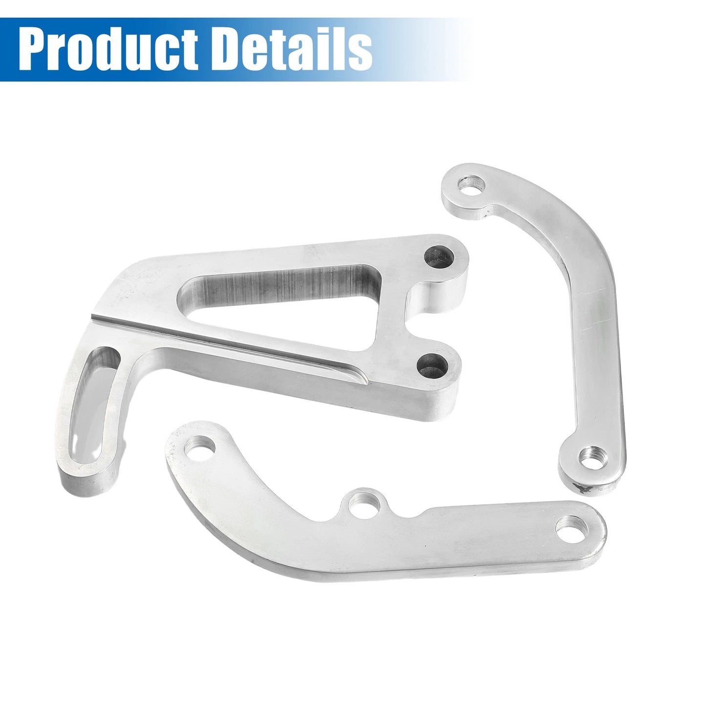 Power Steering Pump Bracket Adjustable Kit for Chevy Silver Tone