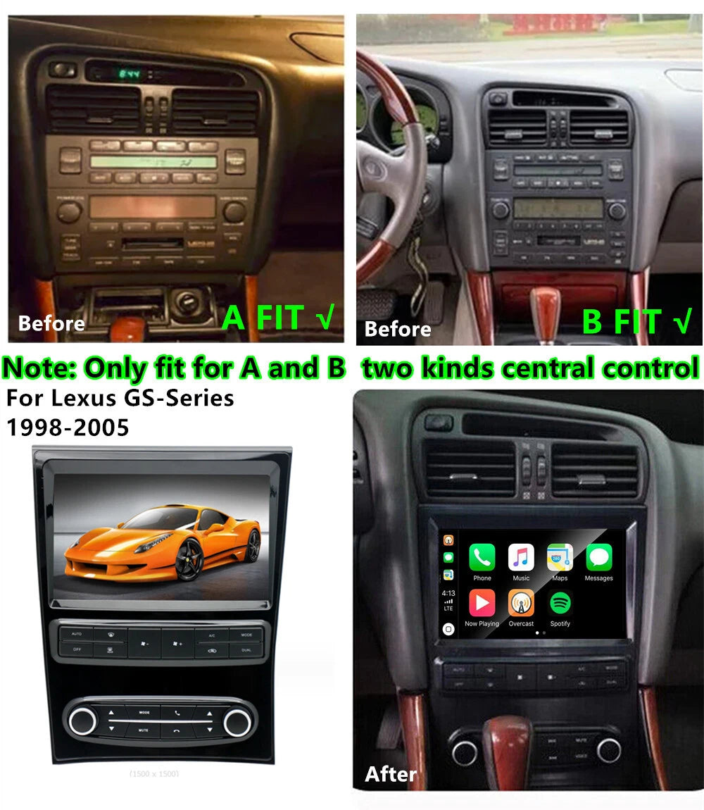 9" Carplay Radio Stereo GPS Nav Wifi FM Player for Lexus GS300 GS400 GS430 (98-05)