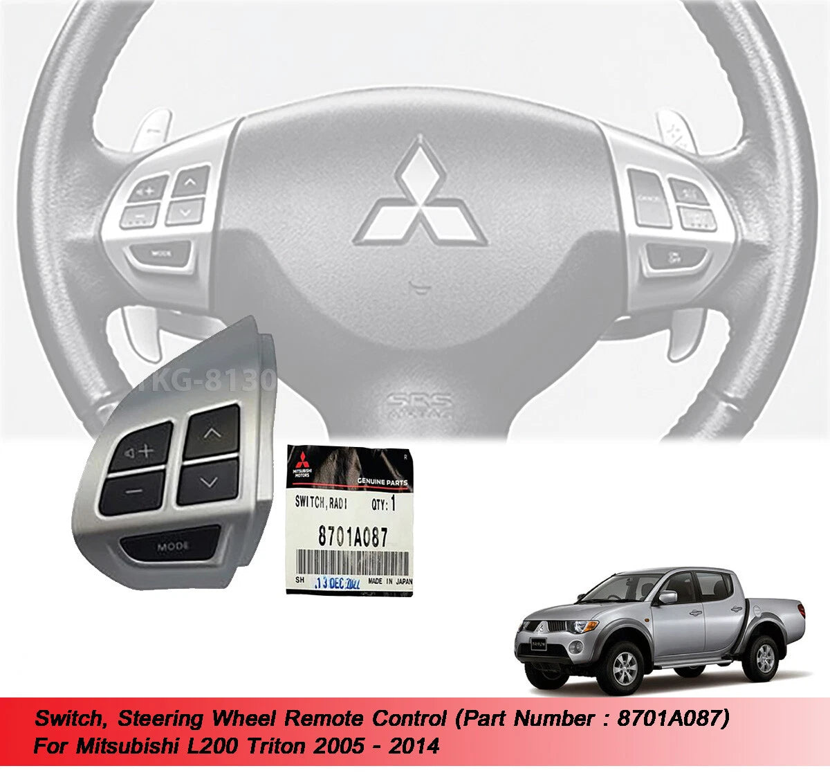 Steering Wheel Remote for Mitsubishi L200 Triton (2005-2014)