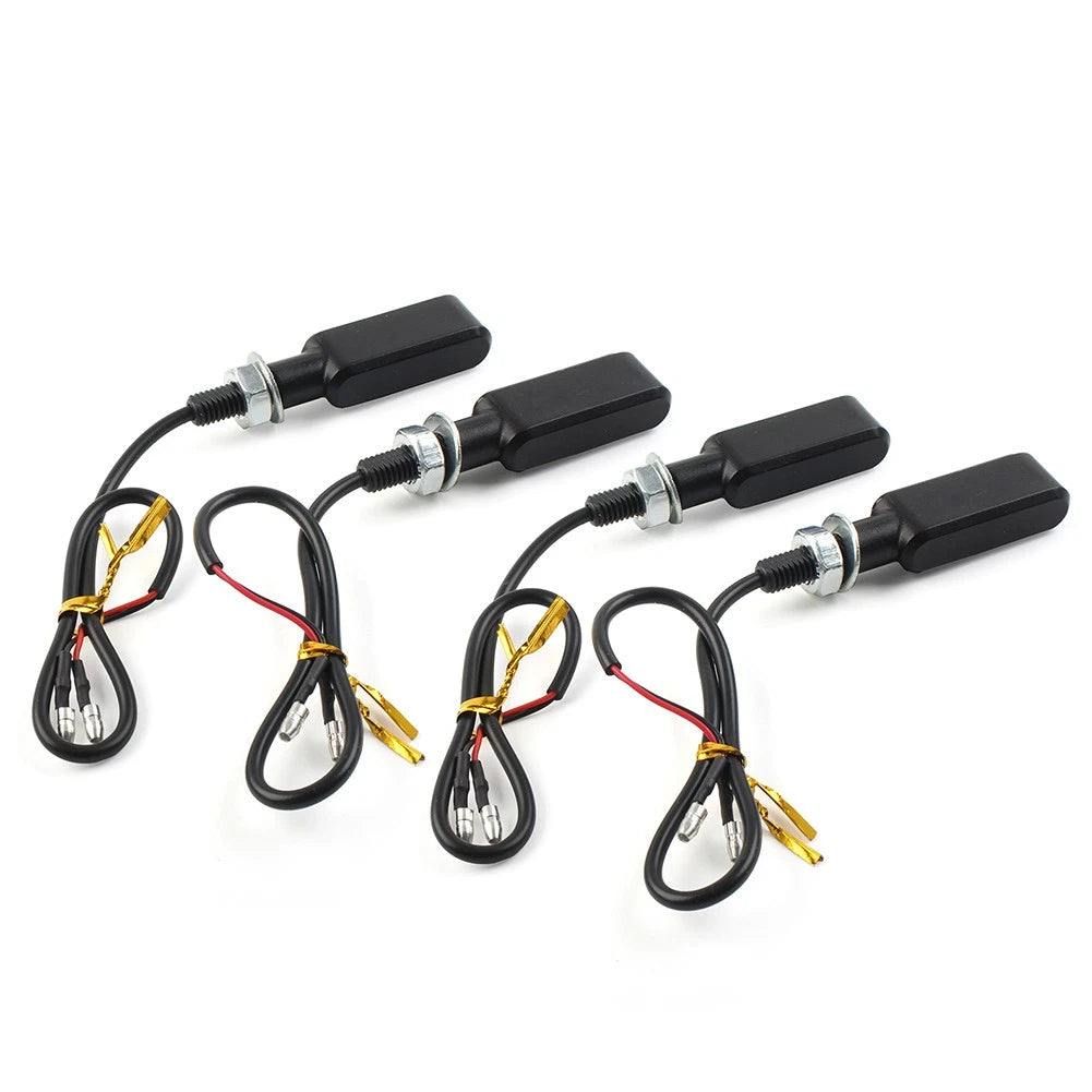 4x LED Mini Amber Turn Signal Lights for Cafe Racer Bobber
