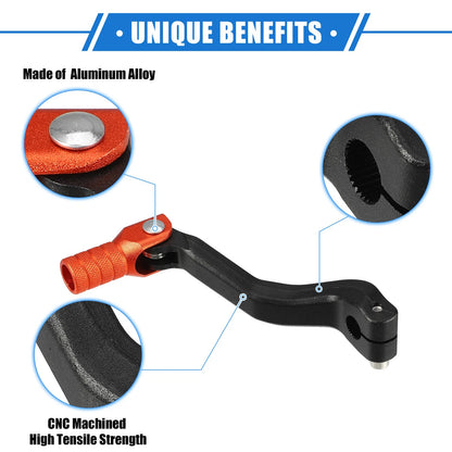 Gear Shifter Lever Universal Folding Aluminum Alloy Orange Black for Motorcycle