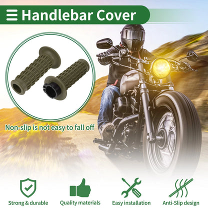 25mm Hand Grips Cover Handlebar TPU Green Scale Pattern for Motorcycle