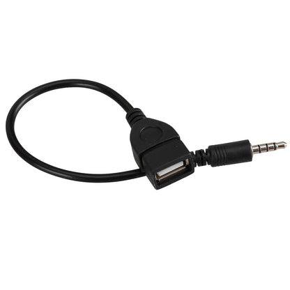 AUX Jack 3.5mm Male to USB 2.0 Type A Female OTG Converter Cable for Car