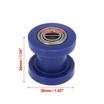 Pulley Tensioner Wheel / 10mm Hole / Blue Chain Roller Guide for Motorcycle ATV