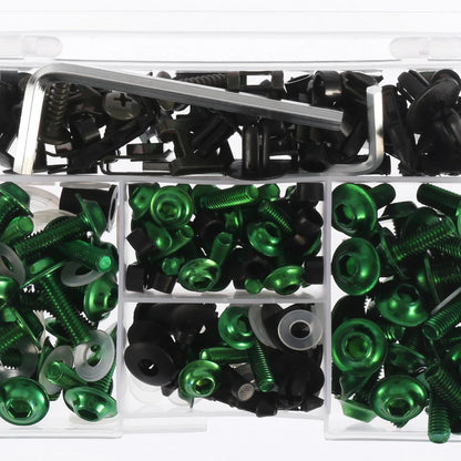 195pcs Motorcycle Fairing Body Bolts Fasteners Green for Kawasaki, Suzuki