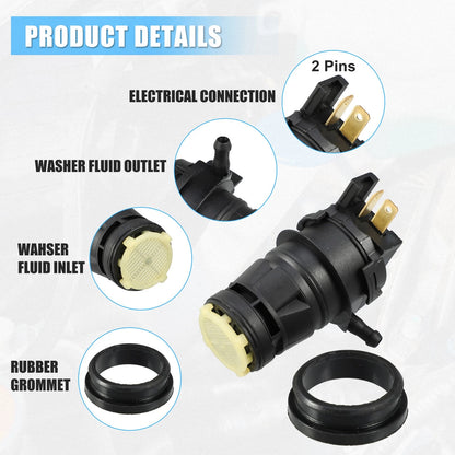 Windshield Washer Motor Pump for Honda Civic  - 1 x Black