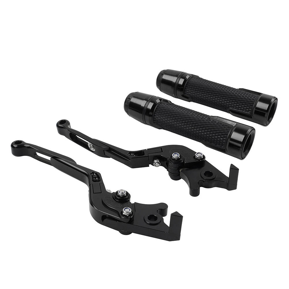 Black Extendable Brake Clutch Lever Grip Set for BMW R1200GS R1250GS (2013-2023)