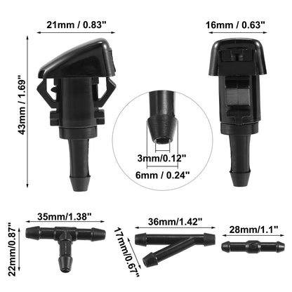 2 x Windshield Washer Nozzles & 1.6m Hose Kit for Chrysler Dodge (2001-2009)