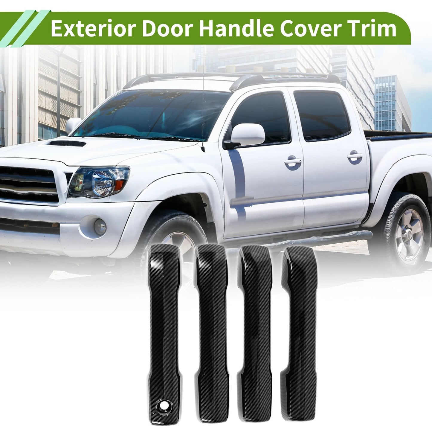 Carbon Fiber Black Exterior Door Handle Cover Trim for Toyota Tacoma (2024-2025)