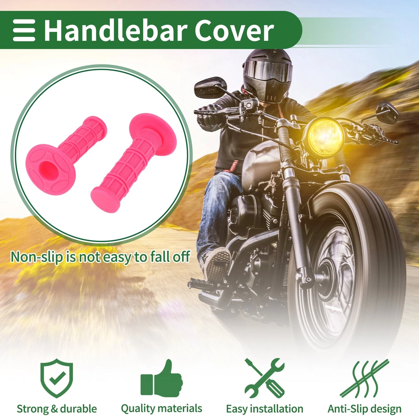 Grips 7/8" 22mm Motorcycle Hand Grips Rubber Pink