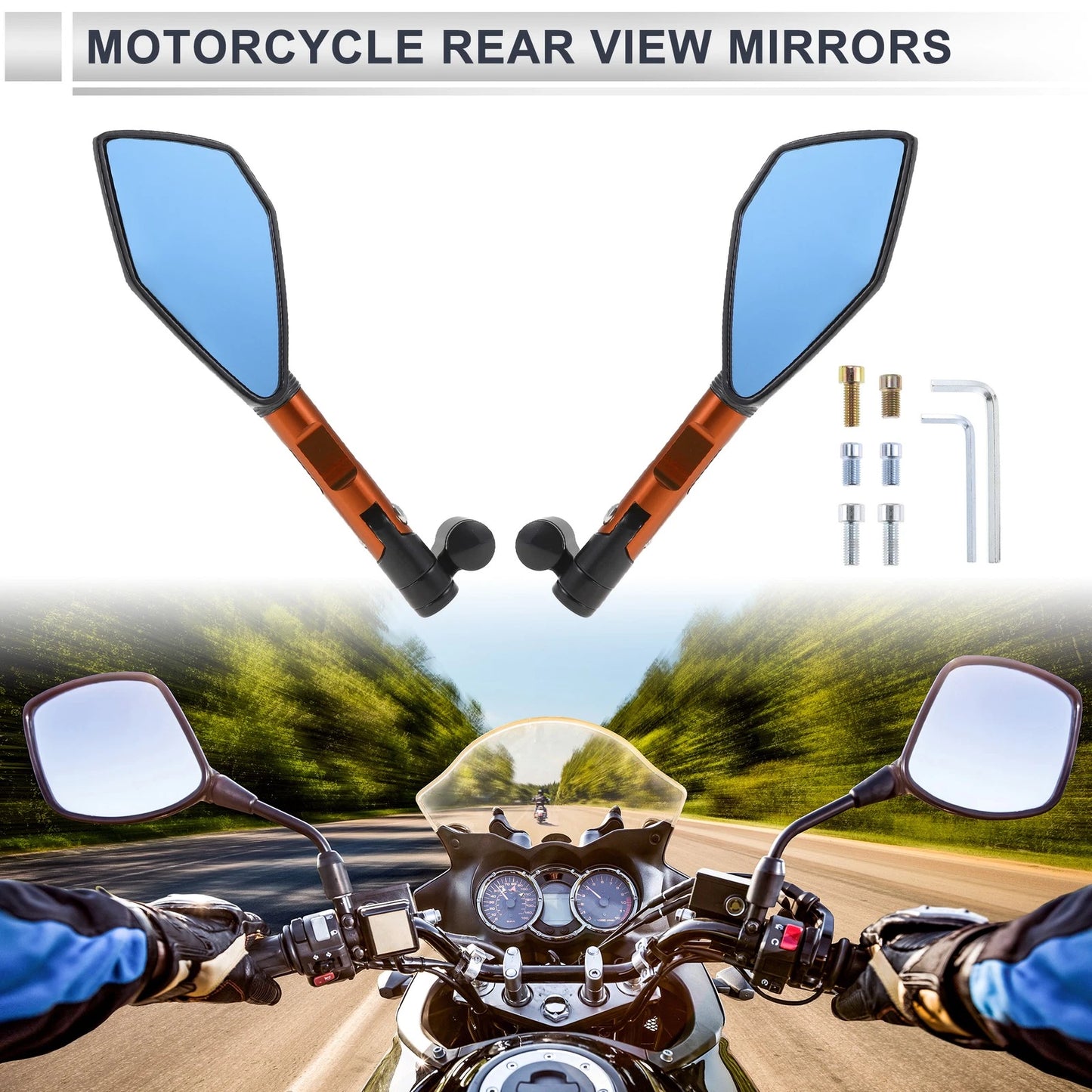 M8/M10 Rear View Mirrors Aluminum Alloy for Motorcycle